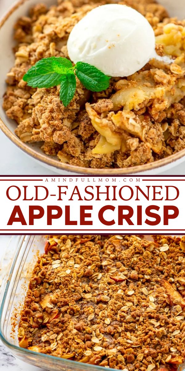 An easy Thanksgiving dessert, like the best old-fashioned apple crisp, is a top-tier! Made with sweet, soft, and tender apples and a buttery oatmeal topping that is spiced to perfection, this easy apple crisp recipe is the ultimate fall dessert. Try it! Apple Crisp No Oats, Apple Crisp Without Oats, Apple Crisp With Oatmeal, Old Fashioned Apple Crisp, Homemade Apple Crisp, Apple Crisp Topping, Best Apple Crisp Recipe, Healthy Apple Crisp, Caramel Apple Crisp