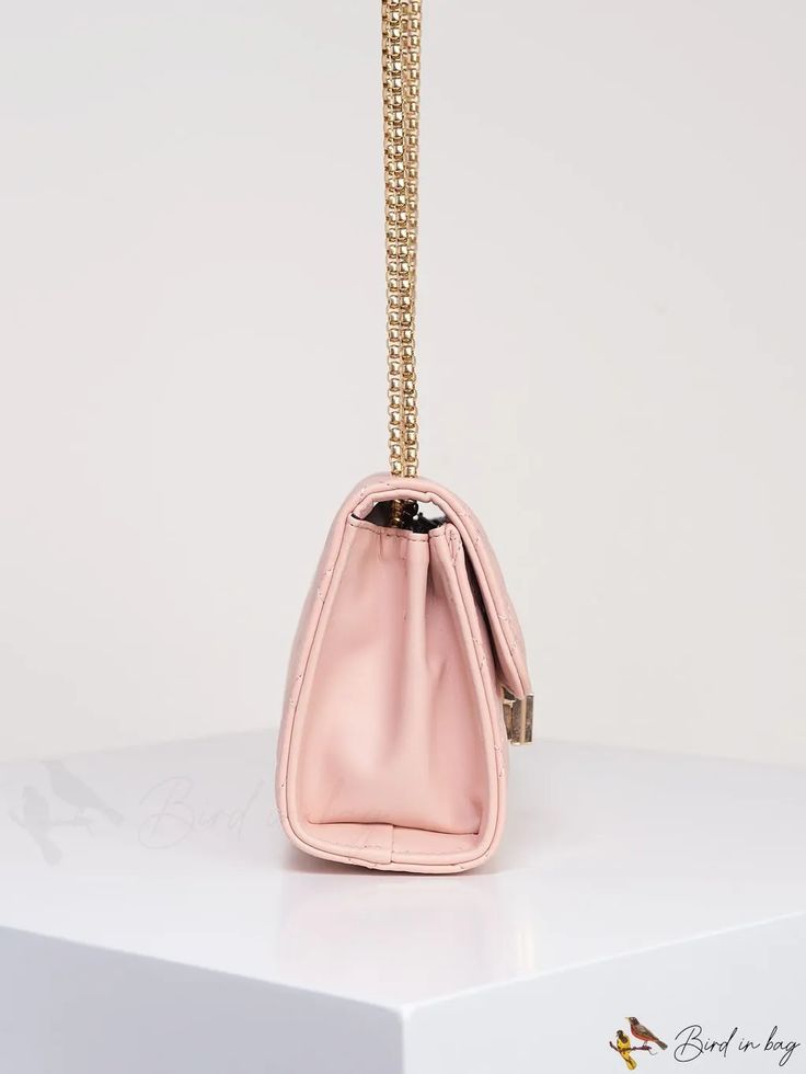 BirdinBag - Chic Chain-Embellished Square Bag: Versatile, Crossbody or Shoulder Style, with PU Leather & Metal Accents Feminine Crossbody Shoulder Bag For Party, Pink Formal Bag With Fold Over Clasp, Formal Pink Bag With Fold Over Clasp, Pink Evening Bag With Chain, Pink Evening Shoulder Bag With Chain Strap, Event Pink Bags With Chain Strap, Pink Event Bags With Chain Strap, Pink Crossbody Evening Bag With Chain Strap, Crossbody Shoulder Bag With Chain Strap For Events