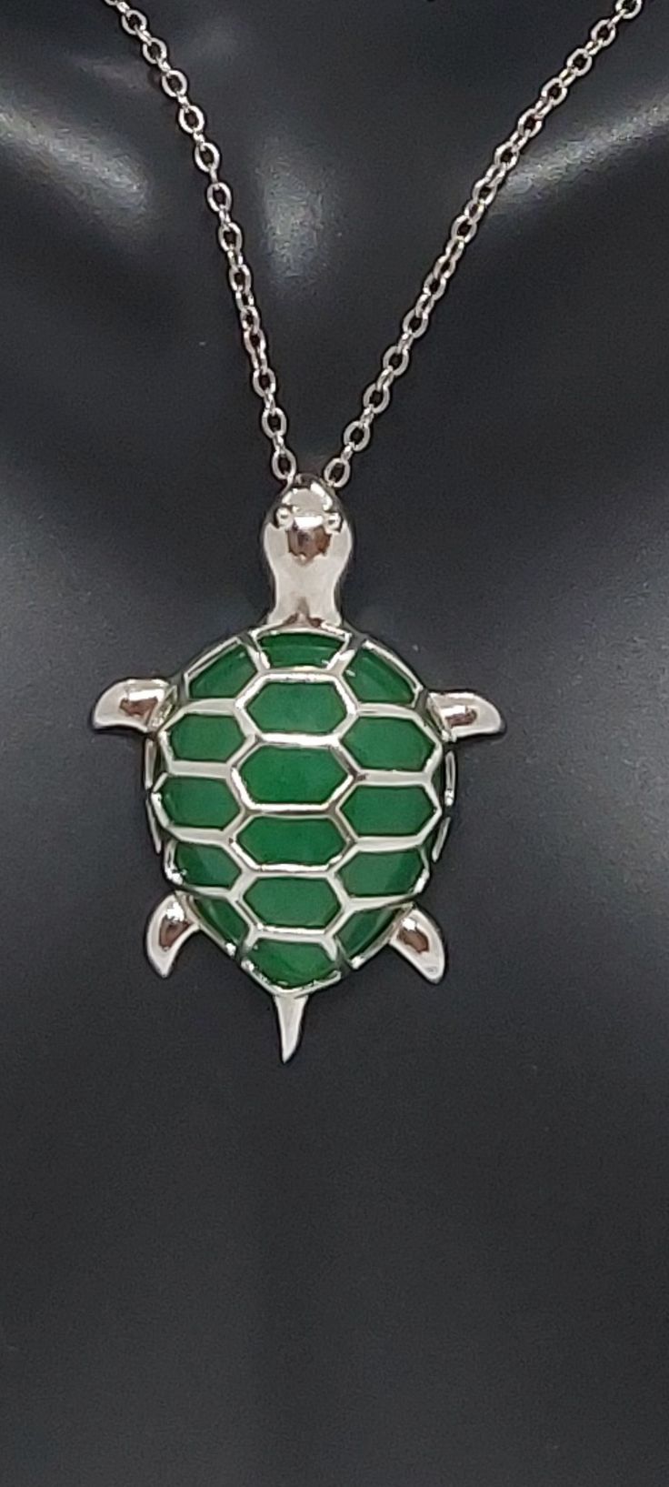 GREEN Jade TURTLE Pendant in 925 Silver. Jade Turtle Pendant. Lucky Turtle Pendant ONLY or W/16 -2 Inches Silver over white Rhodium-plated chain Extended. Product Info: -Pendant Jade Turtle: 26mm x 18mm. -Metal: 925 Silver. -Finish: Silver. -Stone: Green Jade. -Stone Color: Green. -Chain Length: 16 -2 Inches Extended. -Nice Gift box is included White Gold Jade Pendant Jewelry, Green Sterling Silver Necklace, Green Sterling Silver Necklace With Silver Clasp, Green Pendant Jewelry With Silver Chain, Nickel-free Green Pendant Jewelry, Green Jewelry With Polished Finish For Anniversary, Green Nickel-free Pendant Jewelry, Green Polished Pendant Necklace, Green Sterling Silver Pendant Jewelry