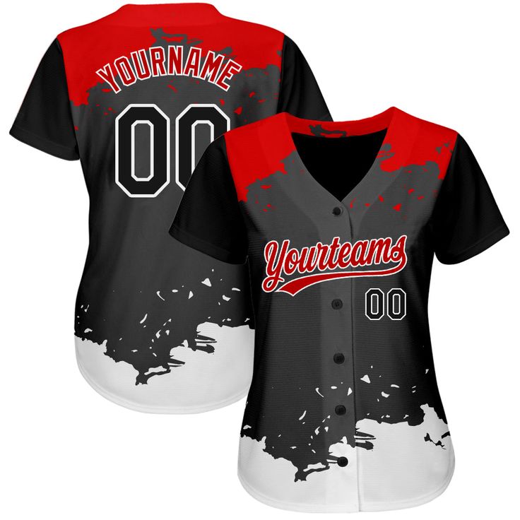 a women's baseball jersey with the number 00 on it and paint splattered in