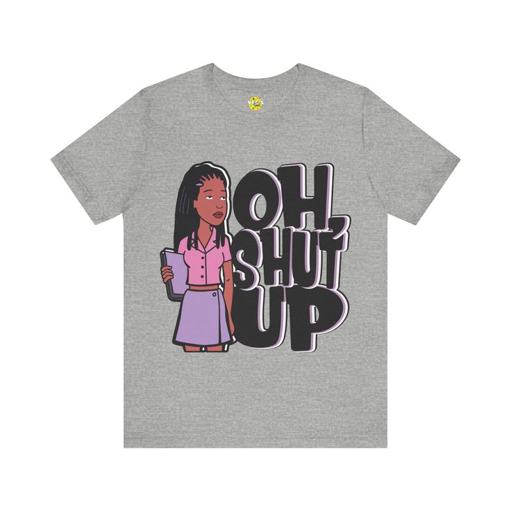 Step back into the world of the iconic 90s animated series Daria with our exclusive Bella+Canvas 3001 T-Shirt featuring Jodie Landon and her memorable quote, "Oh, Shut Up." Perfect for fans of the show, this t-shirt brings a touch of nostalgia and humor to your wardrobe. Made with premium quality materials, this tee ensures maximum comfort and durability, making it a must-have for any Daria enthusiast. Key Features Premium Quality Fabric: Made from 100% Airlume combed and ring-spun cotton for a Pop Culture Streetwear Shirt With Letter Print, Pop Culture Cartoon Print T-shirt For Streetwear, Funny Character Print Streetwear T-shirt, Pop Culture Graphic Print T-shirt, Relaxed Fit T-shirt With Funny Print For Fans, Pop Culture T-shirt With Character Print And Relaxed Fit, Pop Culture Graphic Print Tops In Relaxed Fit, Relaxed Fit Graphic Print Tops Pop Culture, Relaxed Fit Graphic Print Tops For Pop Culture