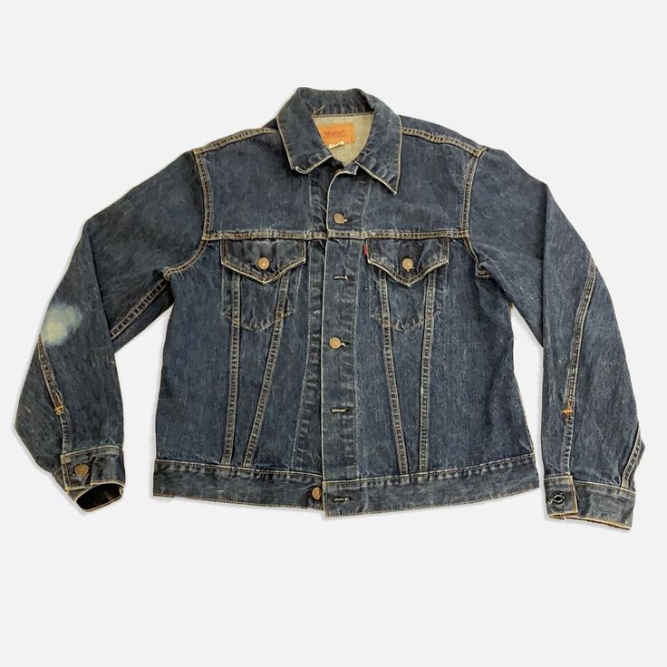 Big E Levi’s denim jacket 1960s Condition: bleach stain on sleeve Size: no size listed/fits like large Chest-22 shoulder-6” sleeve-25” top to bottom-23” Faded Long-sleeve Pre-washed Denim Jacket, Faded Long Sleeve Pre-washed Denim Jacket, Long Sleeve Faded Pre-washed Denim Jacket, Vintage Washed Relaxed Fit Denim Jacket, Vintage Washed Denim Jacket Relaxed Fit, Vintage Washed Blue Denim Jacket For Fall, Vintage Faded Denim Jacket For Spring, Retro Acid Wash Long Sleeve Denim Jacket, Vintage Washed Blue Long Sleeve Denim Jacket