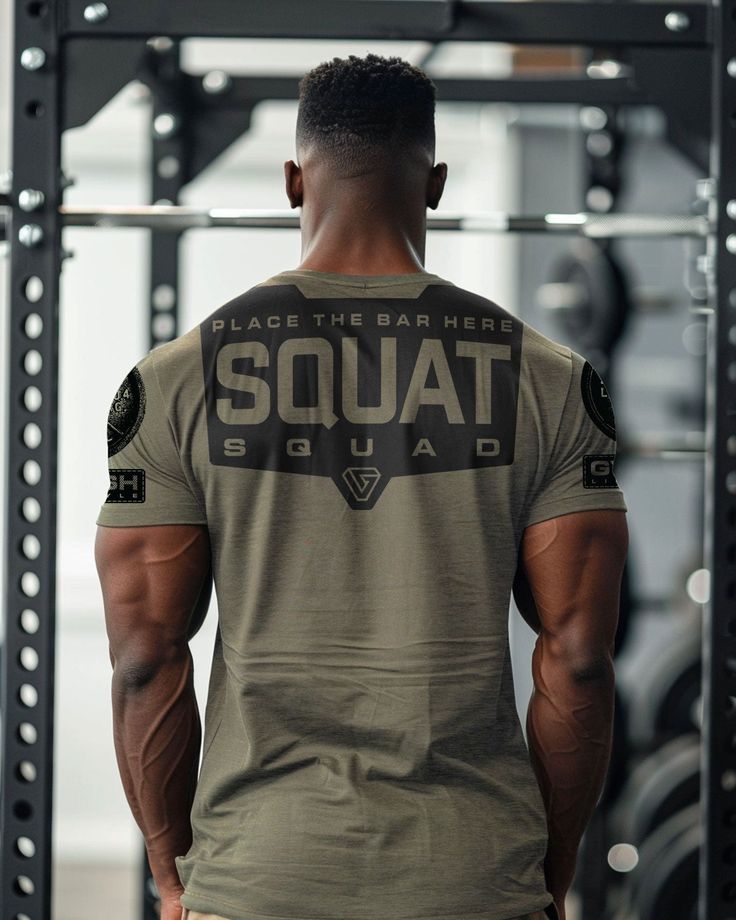 094- Squat Squad Rubber Back Design Gym Shirt for men Mens Gym Fashion, Bodybuilding T Shirts, Gym Apparel, Men's Cologne, Clothes Brand, Gym Attire, Gym Outfit Men, Funny Workout, Athletic Clothes