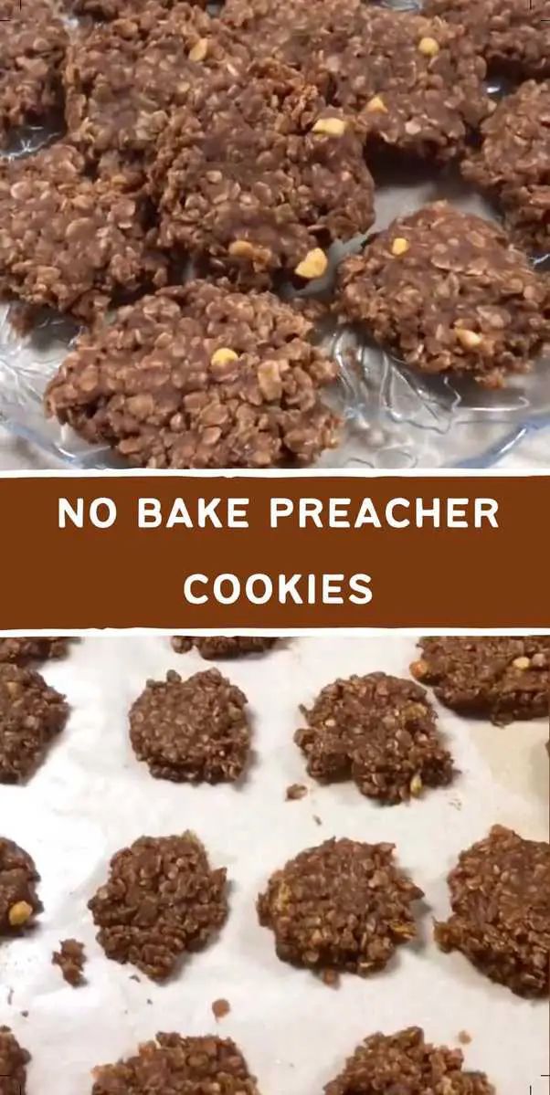 no bake pretzel cookies on a baking sheet with the words, no bake preacher cookies