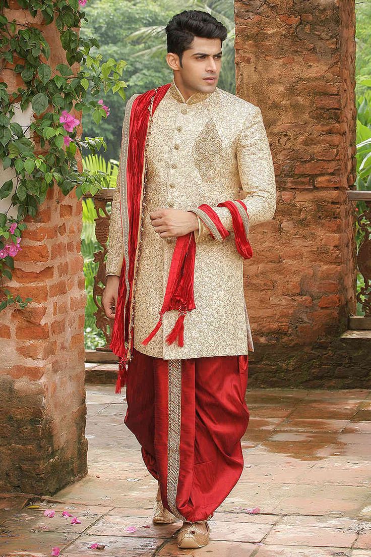 Nawabi Indo-Western Attair With Zardozi Work Bridegroom Outfits, Western Dress For Men, Engagement Dress For Groom, Indo Western Dress For Men, Indian Wedding Suits Men, Indo Western For Men, Wedding Outfit Ideas, Indo Western Dresses, Indian Wedding Clothes For Men