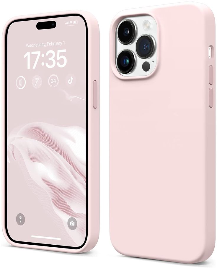 the back and side view of an iphone 11 pro phone case in light pink color