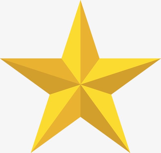 a yellow star with no background on the bottom and one side is white, but it appears to be gold