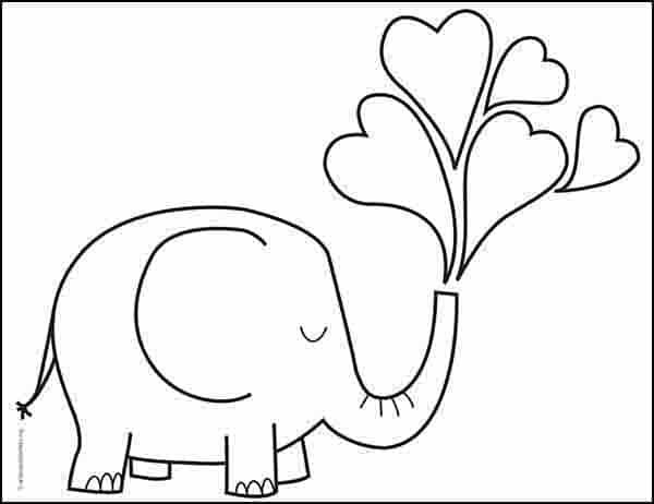 an elephant with hearts on its trunk