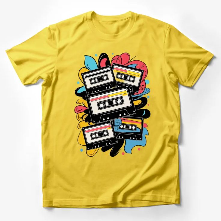 Vintage Cassette Tapes 80s Retro Music Graphic T-Shirt, Colorful Pop Art Design Tee, Unisex Male T-Shirt Custom graphic T-Shirt.Customize your color Unisex Shirt Design, Colorful Pop Art, Summer Festival Outfit, Retro Comic Book, Vintage Cassette, Retro Film, Pop Art Design, Cat Graphic Tee, Music Tees