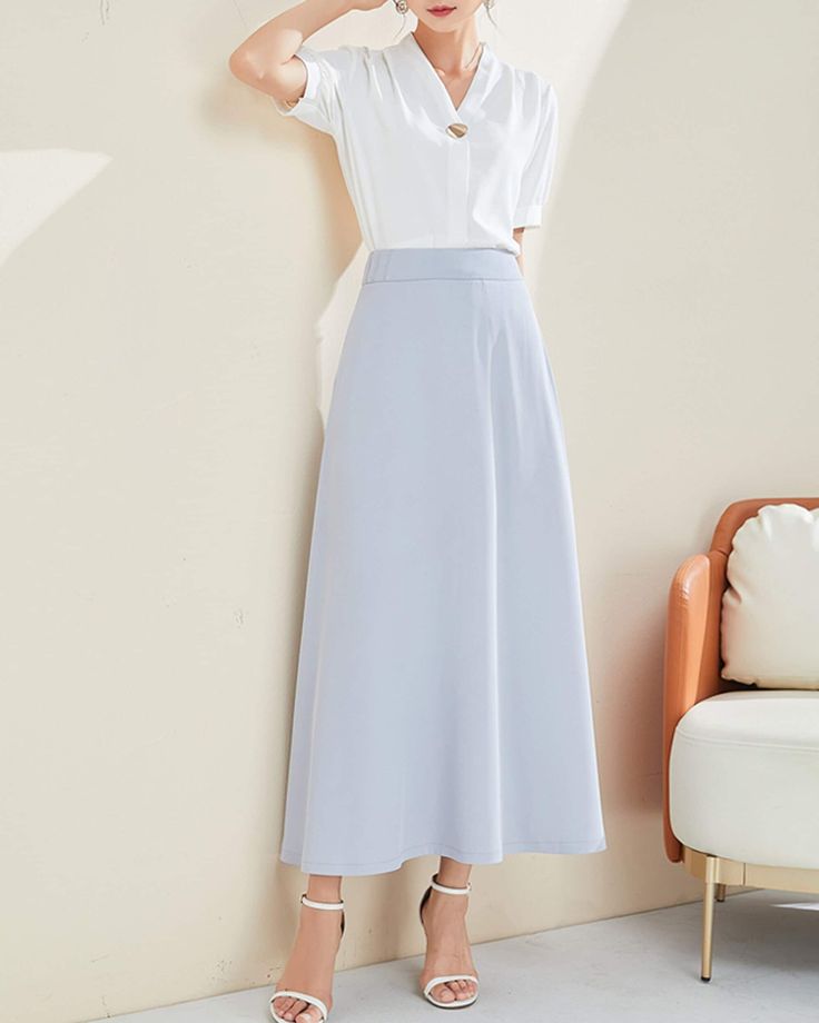 * A elegant midi skirt, made of cotton blends.  * Fixed waist with invisible zipper.  * Can custom make waist size and skirt length.  * Material: Outer-30% cotton, 70% polyester; lining-100% polyester * Size:  True to US size, US 0-US 20 are available, you can let us know your usual size and height in your order. * Shipping: Free shipping Processing time : 5-7 Business days Delivery time : 7-20 Business days Tracking number available If you need rush order or expedited shipping, please let us kn Relaxed A-line Office Skirt, Elegant Full Pleated Skirt In Solid Color, Chic A-line Maxi Skirt In Solid Color, Formal Solid Color Skirt, Elegant Flared Skirt Solid Color, Elegant Long Skirt In Solid Color, Elegant Solid Color Flared Skirt, Solid Color Full Skirt For Office, Office Full Skirt In Solid Color