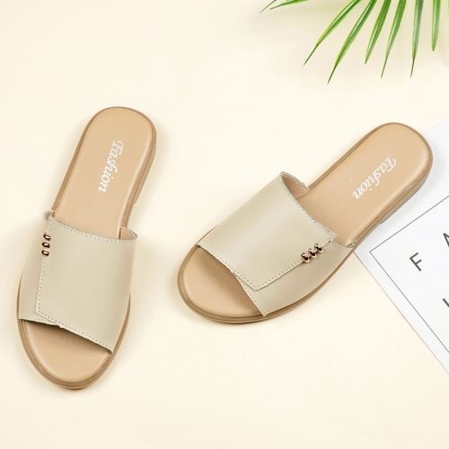 [$7.84]Fashion Simple and Comfortable Flat Bottom Wild Sandals for Woman (Color:Beige Size:36) Women Shoes Sandals, Do What You Want, Comfortable Flats, Sandals Women, Fashion Flats, Woman Colour, Metal Decor, Slip On Sandal, Beauty Women