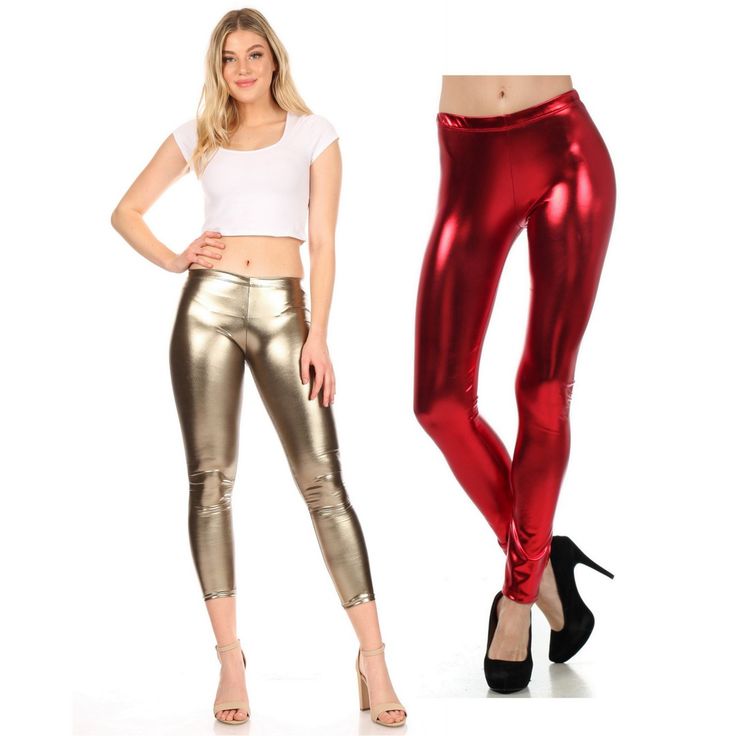 Faux Leather leggings add an edgy rock 'n' roll flair to your wardrobe! Opaque fashion leggings are an affordable way get a trendy look without sacrificing comfort. Pair with tunics, sweaters, dresses or skirts for the perfect outfit. Trendy Stretch Metallic Leggings, Red Stretch Leggings For Fall, Fitted Metallic Leggings For Fall, Non-stretch Full Length Leggings For Fall, Trendy Full-length Tights For Fall, Stretch Leggings For Party In Fall, Stretch Leggings For Fall Party, Non-stretch Trendy Leggings For Fall, Trendy Stretch Leggings For Fall