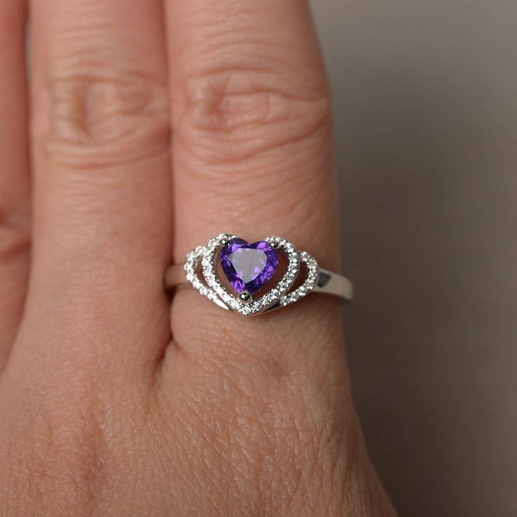 This is a gorgeous handmade creation. Its beauty is its simplicity & Elegance. The 6*6 mm heart cut faceted natural Amethyst is crafted in solid sterling silver and with rhodium plated. All item is sent in a beautiful gift box If you have any idea of design your ring,pls contact me directly. You can realize more lovely stuff clicking the link https://www.etsy.com/shop/knightjewelry?refshopsection_shophome_leftnav Please leave the correct address and you phone number for delivering successful Fine Jewelry Amethyst Heart Cut Birthstone Ring, Heart Cut Amethyst Birthstone Ring Fine Jewelry, Heart Cut Amethyst Ring With Accent Stones, Heart Cut Amethyst Jewelry With Center Stone, Heart Cut Amethyst Birthstone Jewelry, Fine Jewelry Amethyst Ring Heart Cut, Fine Jewelry Heart Cut Amethyst Ring, Amethyst Heart Cut Ring For Anniversary, Fine Jewelry Amethyst Ring For Anniversary On Valentine's Day