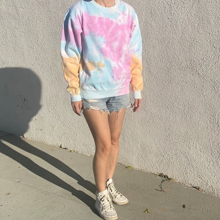 Good Day is expanding our selection! We are now offering hand-dyed tie-dye sweatshirts in the same great quality you've come to expect. Our unisex sweatshirts come in two vibrant designs and have a soft fleece inner layer. Brighten up your look by pairing with your favorite jeans or comfy sweats. Perfect for holiday gifting! Content: 80% Cotton/20% Polyester Size and Fit: Adult Unisex S-L. These sweatshirts will hit just below your waist if you take your normal size. Size up if you're looking fo Tie Dye Hand Dyed Crew Neck Sweatshirt, Tie Dye Cotton Sweatshirt For Loungewear, Hand Dyed Tie Dye Crew Neck Sweatshirt, Cotton Tie Dye Sweatshirt For Loungewear, Hand Dyed Tie-dye Crew Neck Sweatshirt, Hand Dyed Multicolor Relaxed Fit Sweatshirt, Hand-dyed Tie-dye Crew Neck Sweatshirt, Casual Hand Dyed Relaxed Fit Sweatshirt, Oversized Soft-washed Tie Dye Sweatshirt