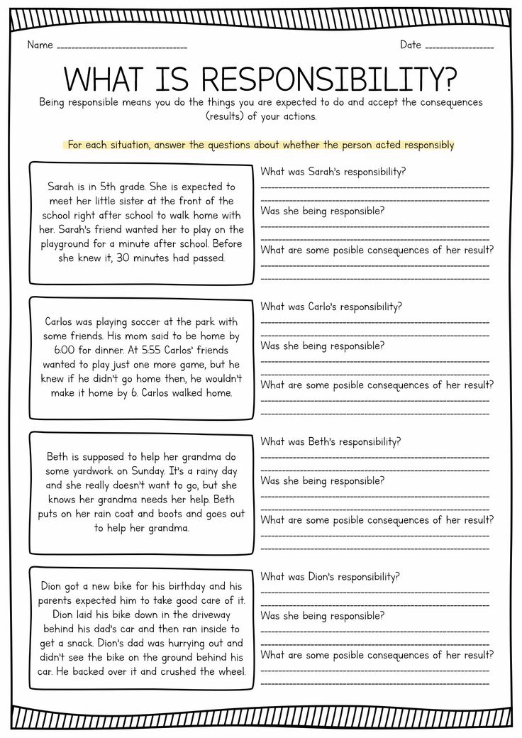 a worksheet with the words, what is responibility? on it