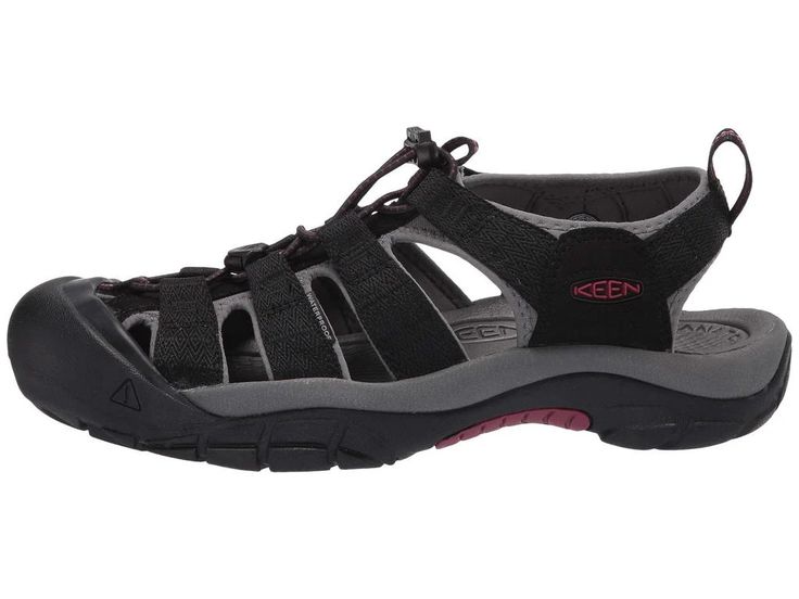 Like the KEEN® Newport H2 is designed for function. The all synthetic upper is extremely durable and quick drying. The patent pending toe guard offers more protection than any other sport sandal, and the multi-lug outsole will serve you well on the street, trail, river bed or boat deck. A hydrophobic foam lining is comfortable against the foot, and will not absorb water..Polyester upper wraps around foot for stability, allowing generous ventilation..Toe guard so you can worry about the activity, not your toes..Elastic Closure with Cord Lock creates a quick, snug fit, while allowing flexibility..EVA footbed inhibits foot odor and controls moisture..Compression molded EVA midsole is contoured for superior comfort and support of the foot structure..3M Reflective pull tabs provide added visibi Sporty Slip-resistant Sport Sandals For Outdoor Activities, Breathable Functional Sport Sandals For Walking, Sporty Slip-resistant Sandals For Outdoor Activities, Sporty Closed Toe Sandals For Hiking, Durable Sport Sandals For Walking, Waterproof Sport Sandals For Walking, Functional Durable Sport Sandals For Walking, Durable Functional Sport Sandals For Walking, Functional Sport Sandals For Walking