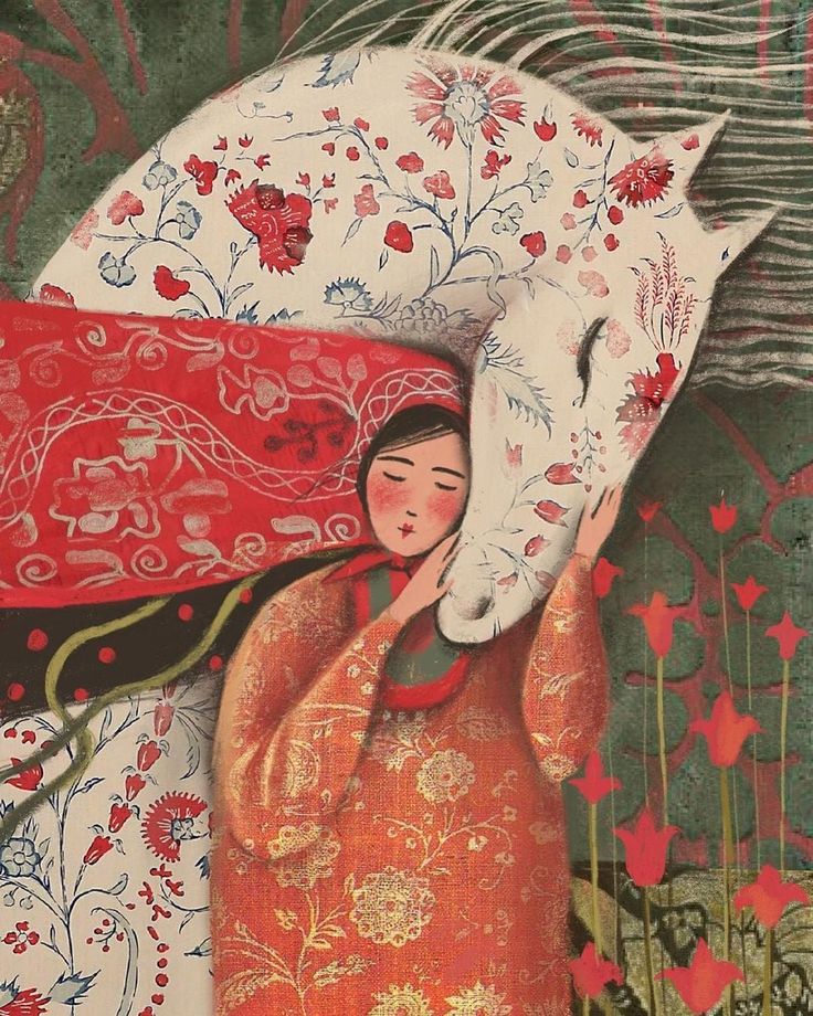 a painting of a woman holding an umbrella over her head