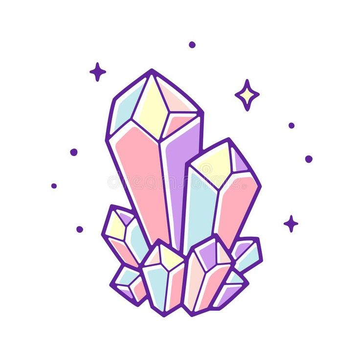 an illustration of three crystals with stars in the background and text that reads,'i am