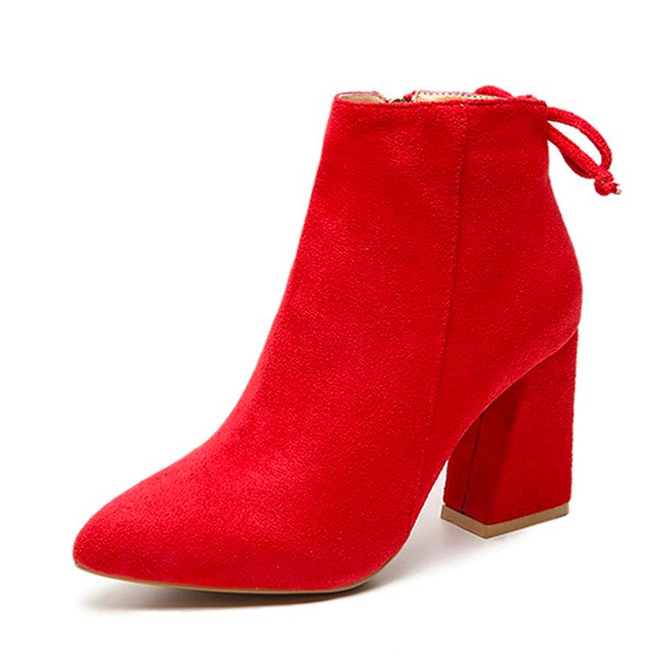 Red Ankle Martin Boots For Fall, Red Round Toe Heeled Boots For Spring, Spring High Heel Martin Boots, Red Heeled Boots With Round Toe For Spring, Casual Red High Ankle Heeled Boots, Spring Martin Boots With Pointed Toe And Medium Width, Spring Martin Boots With Medium Width And Pointed Toe, Ankle-high Boots With Red Sole For Spring, Spring Martin Boots Medium Width Pointed Toe