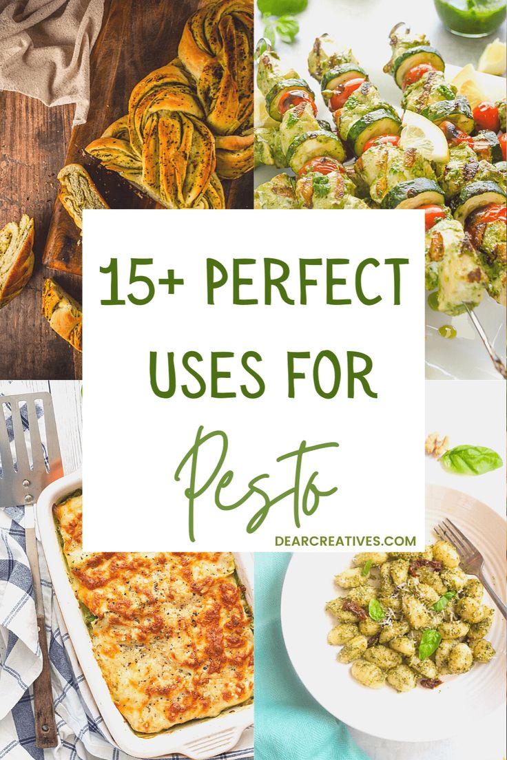 Go beyond the classic pesto pasta and make these recipes using pesto! Light, refreshing, and easy to make recipes. These recipes with pesto include bread, veggie dishes, lasagna, gnocchi, chicken kabobs, pork tenderloin, shrimp, pizza, tofu… view the entire list of pesto recipes below. Add them to your dinners, side dishes, and meal plans! #pestorecipes #recipesusingpesto #dinnerideaswithpesto #appetizerswithpesto #pesto #recipes #listofpestorecipes #recipeswithpesto Jarred Pesto Recipes, Pesto Ideas Dishes, Recipes With Pesto, Pesto Recipes Dinner, Recipes Using Pesto, Gnocchi Chicken, Pesto Uses, Vegetarian Pesto, Pesto Dishes