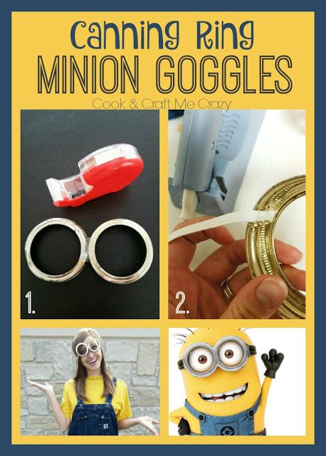 the instructions for how to make minion rings with googly eyes and eye glasses