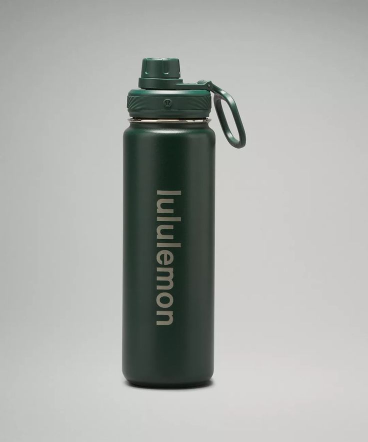 a green insulated water bottle with the words ummelon on it