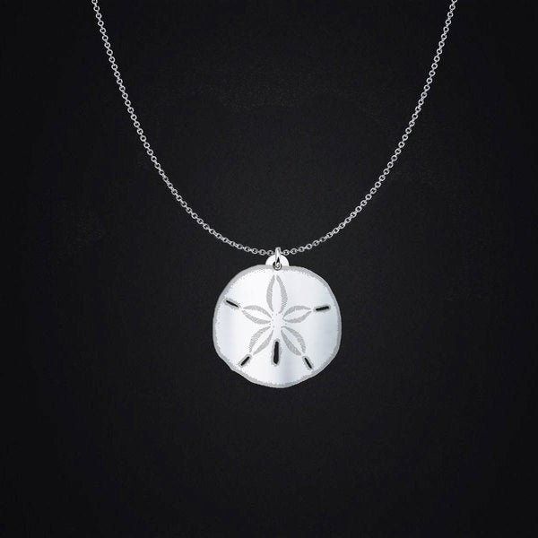 This sterling silver sand dollar necklace is a beautiful reminder of the ocean waves and summer days at the beach all year long.  General Information: It has an incredible shine that you will love every time that you look at it. Charm comes in four sizes: - 3/4in (20mm) - 1in (24mm) - 1.18in (30mm - 1.5in (38mm) Chains come in two lengths: - 18in (45cm) - 20in (50cm) Charms are a sturdy and thick .036in (0.9mm), 20 gauge sterling silver. Chains are a .047in 45.00(1.2mm) thickness Italian sterlin Ocean-inspired Sterling Silver Beach Jewelry, Nickel Free Sterling Silver Jewelry For Beach, Silver Shell Necklace For Gift, Ocean-inspired, Silver Strand Shell Necklace For Beach, Ocean-inspired Strand Charm Necklaces As Gift, Nickel-free Sterling Silver Jewelry For The Beach, Silver Strand Necklace For Vacation, Silver Strand Necklace For Beach, Silver Beachy Jewelry For Beach Occasions