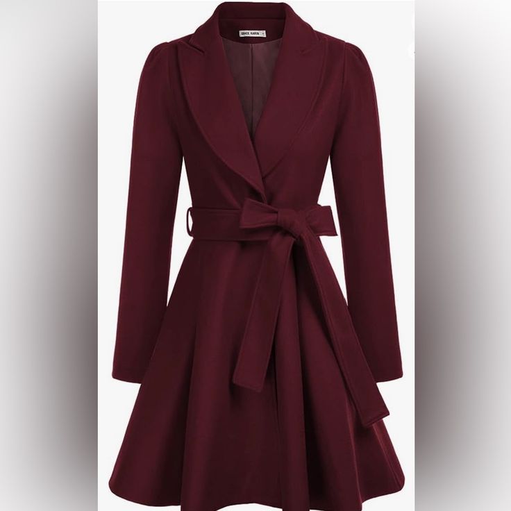 Grace Karin, Women,S Long Sleeve Coat, Red Wine, Size Xl, Elegant Red Outerwear For Fall, Elegant Long Sleeve Burgundy Blazer, Burgundy Lapel Collar Outerwear For Fall, Burgundy Fitted Long Sleeve Outerwear, Elegant Burgundy Blazer For Winter, Long Sleeve Burgundy Outerwear For Spring, Burgundy Long Sleeve Outerwear For Spring, Burgundy Long Sleeve Outerwear For Work, Chic Long Sleeve Burgundy Blazer