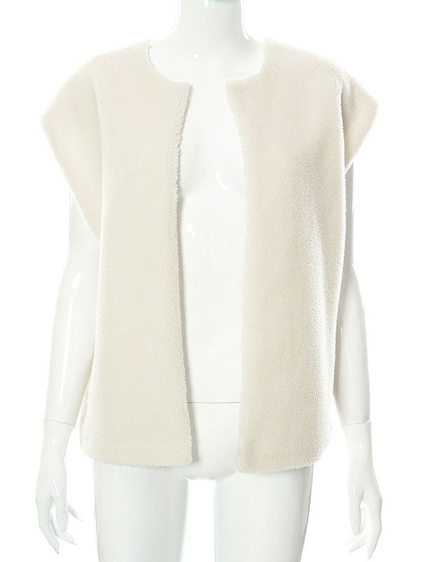 Pattern Solid Color Fabric Polyester Style Casual Sleeve Length Sleeveless Occasion Street Wear, Indoor, Field Thickness Neckline Jewel Weight 0.55kg Cream Winter Vest, Cream Sleeveless Vest For Winter, Cream Sleeveless Winter Vest, White Vest Outerwear For Spring, Sleeveless Cream Outerwear For Fall, Oversized Sleeveless Vest For Winter, Chic Solid Color Vest For Winter, White Fall Vest Outerwear, Cream Sleeveless Outerwear For Spring