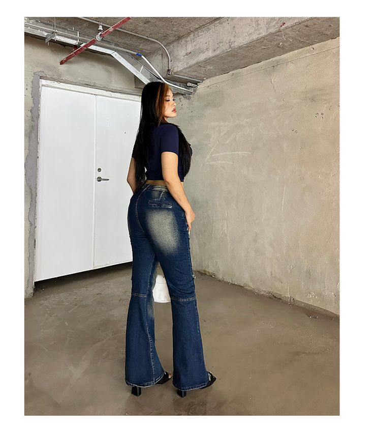 Age: 18-24 years oldSize: L XL 2XL 3XL 4XLFabric classification: cotton stretch denimWaist type: Low waistProcess: washed and whitenedColor classification: Picture colorSKU: N-83-04Ingredient content: 51%(inclusive)-70%(inclusive)Applicable season: All seasonsYear Season: Summer 2023Thickness: RegularTrouser length: Long pantsStyle: Micro-flared trousersColor: Dark High Waist Washed Denim Blue Bottoms, Flare Washed Denim Jeans, Washed Denim Blue Flare Jeans, Stretch Denim Blue Casual Jumpsuit, Dark Wash Full-length Denim Jumpsuit, High Waist Washed Denim Flare Jeans, Casual Flare Washed Blue Jeans, Denim Blue Washed Stretch Flare Jeans, Stretch Denim Jumpsuit In Denim Blue