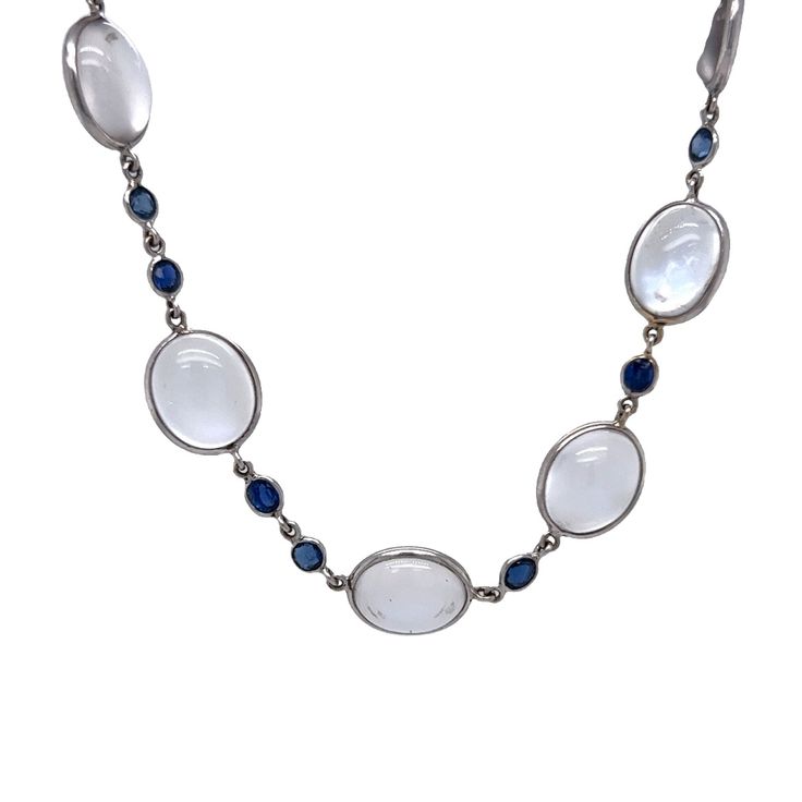 Modern 189.00 Cabochon Cut Moonstones & 8.00 Sapphires in 18K Blue Sapphire Necklace, Double Up, Modern Necklaces, Sapphire Necklace, Moon Stone, A Dream, Blue Sapphire, Moonstone, Choker