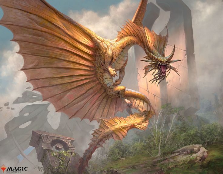 a painting of a dragon attacking another dragon