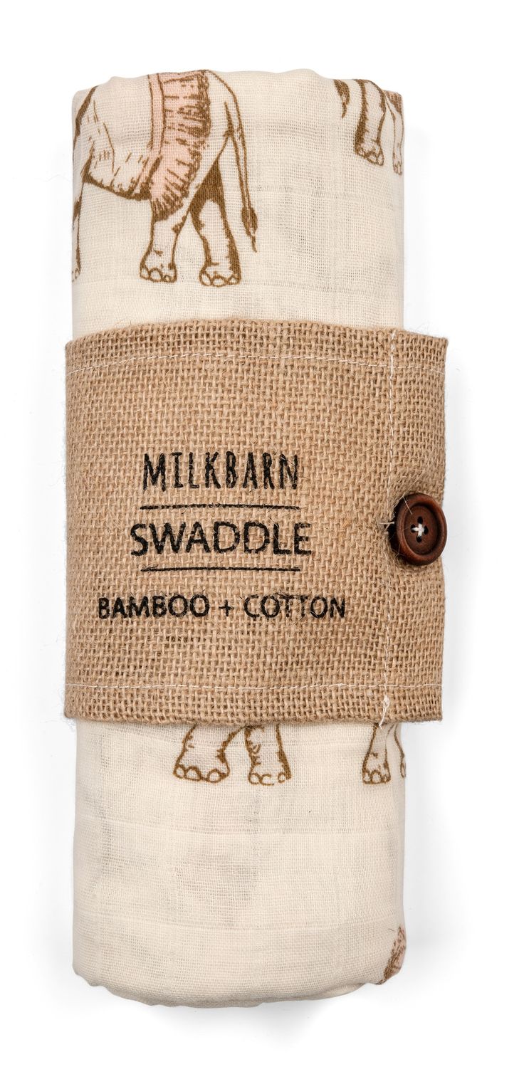 the mulbhan swaddle has an elephant print on it and is brown