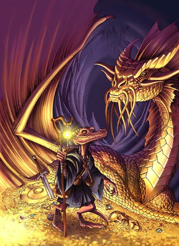 a dragon and a man in front of a purple background with gold leaves on it