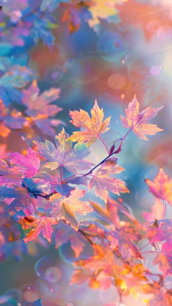 colorful autumn leaves in the sunlight