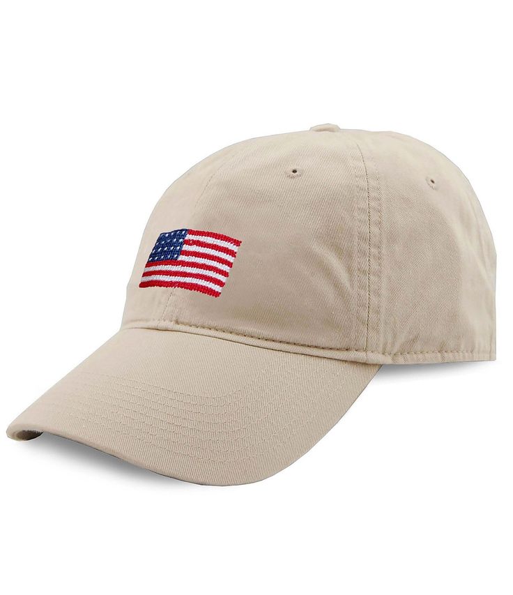 a tan hat with an american flag on it