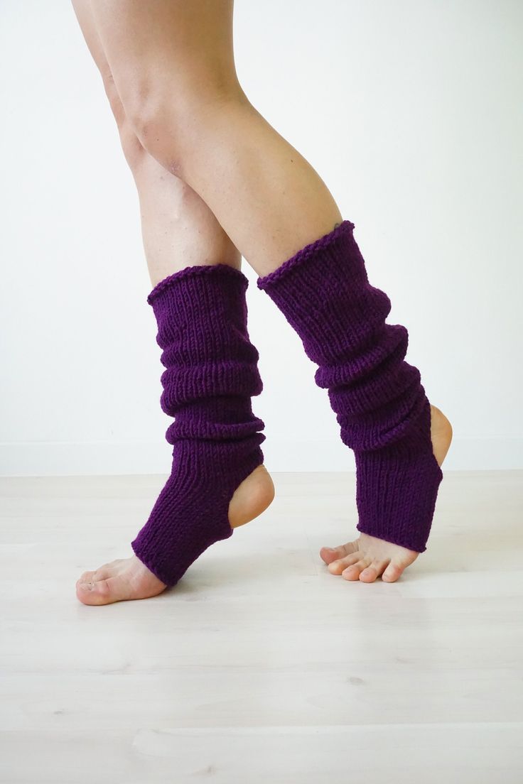 Comfortable Footless Yoga Socks, Stirrup Socks, Handknit Socks, Sweater Dress Pattern, Toeless Socks, Socks Knee High, Crochet Sweater Dress, Ballet Socks, Purple Socks