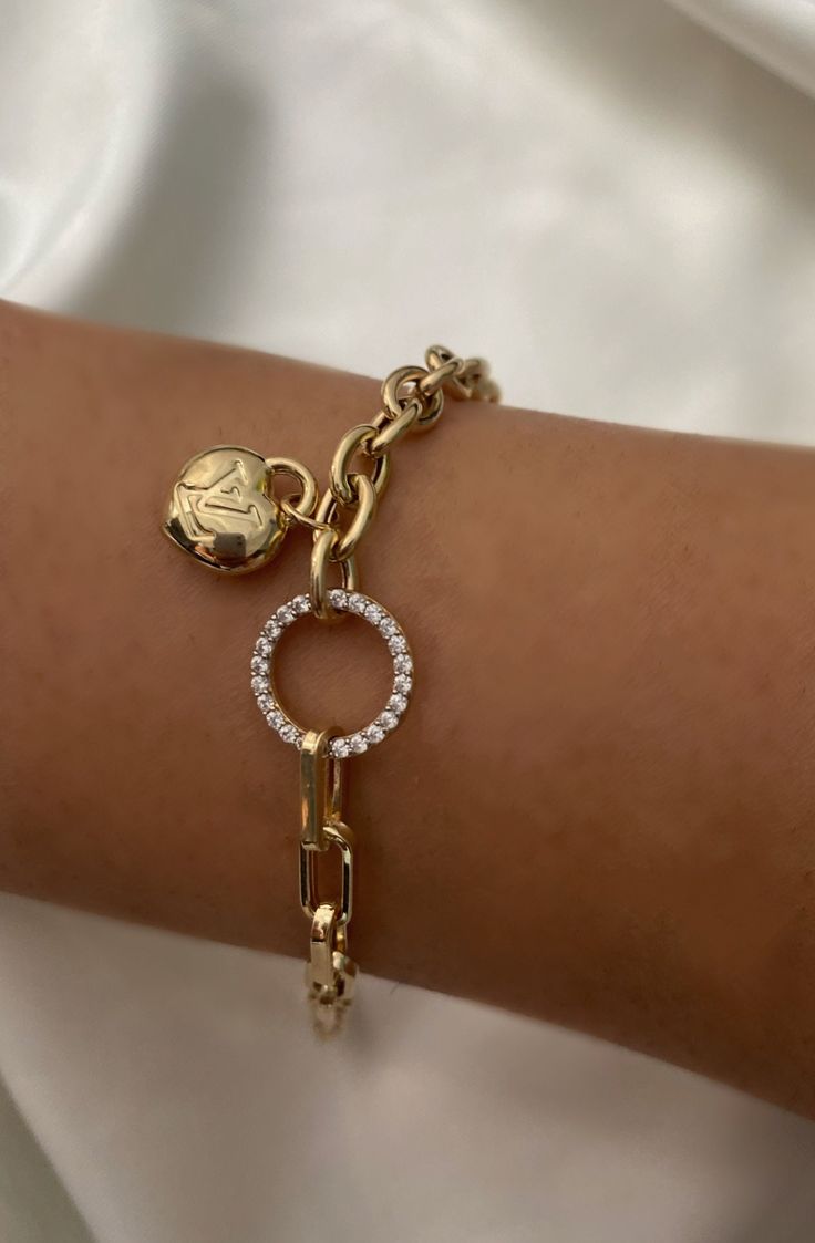 "ITEM DETAILS ❆All our jewelry are hand made with Love. ❆Material: 14K Gold ( 585). ❆Available colors: Gold, Rose Gold, White Gold. ❆Available Sizes: Look Size Option (Contact for different sizes) ❆Each item is made to order ❆ DO YOU LIKE THIS BRACELET? ❆ You can get more information about it below but if you have any questions, just click the \"Message Sergen Vural \" button and I will be very happy to hear from you ☺ PACKAGING ❆Comes ready to gift in a beautiful jewelry box. ❆It comes with a s Premium Bracelet With Removable Charms, Luxury Box Chain Bracelet As Gift, Luxury Gold Round Charm Bracelet, Luxury Gold-tone Tarnish Resistant Charm Bracelet, Gold Cubic Zirconia Bracelet With Adjustable Chain, Luxury Rose Gold Plated Charm Bracelet, Anniversary Tarnish-resistant Chain Bracelet, Luxury Rose Gold Gold-plated Charm Bracelet, Gift Diamond Link Bracelet With Adjustable Chain