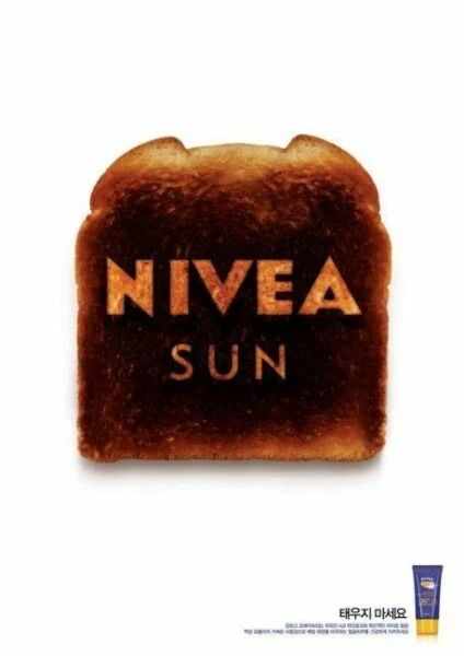 a piece of bread with the words nivea sun on it