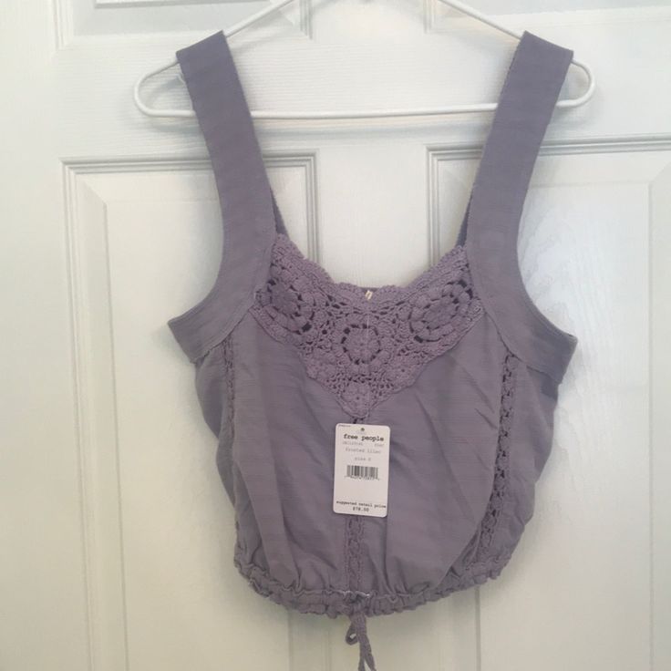 Free People Purple Crochet Top ~Size Small ~New With Tags ~Original : $ 78.00 ~Pet And Smoke Free Home Cotton Crochet Cami Top With Lace Detail, Cotton Crochet Cami Top, Cotton Lace Crochet Cami Top, Fitted Lace Casual Tank Top, Spring Camisole Crochet Top, Spring Crochet Trim Camisole Top, Casual Tank Top With Crochet Trim, Cotton Lace Trim Crop Top Tank, Summer Sleeveless Crochet Top With Lace Trim