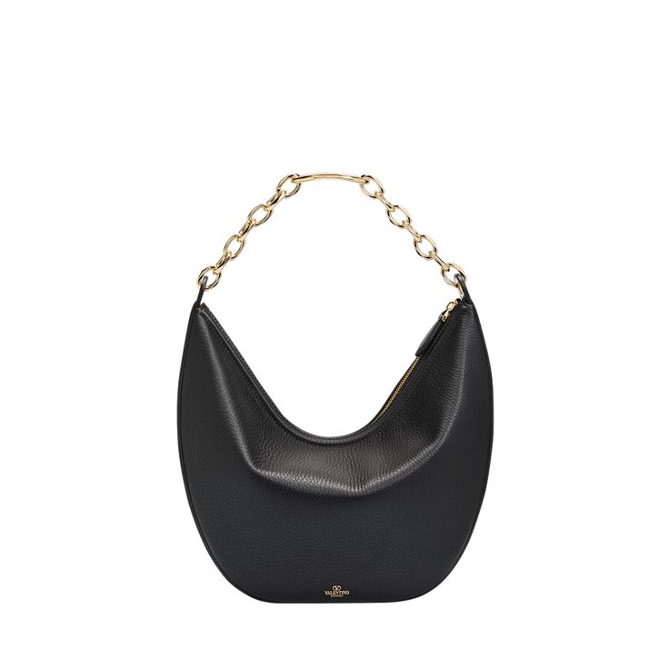 Valentino Garavani moon hobo bag in leather VLOGO chain shoulder strap  Zip top closure  Lining: Leather Approx. 13.6"H x 12.8"W x 4.3"D Made in Italy Timeless Evening Hobo Bag With Detachable Strap, Timeless Evening Hobo Shoulder Bag, Luxury Evening Hobo Bag With Palladium Hardware, Formal Leather Hobo Bag With Chain Strap, Timeless Evening Hobo Bag With Top Handle, Luxury Formal Hobo Bag With Chain Strap, Luxury Hobo Bag With Chain Strap For Formal Occasions, Luxury Hobo Shoulder Bag With Chain Strap, Luxury Evening Hobo Bag With Detachable Strap