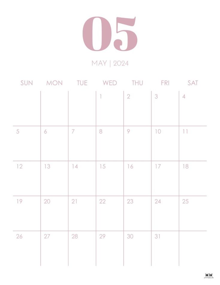 a pink and white calendar with the number 05 on it