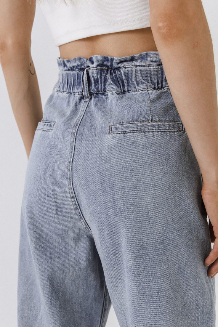 GREY LAB-Paperbag Waist Jeans-DENIM available at Objectrare Jean Pocket Detail, Simple Tees, Denim Style, Waist Jeans, Pocket Detail, Denim Fashion, Denim Jeans, 404 Not Found, High Waist