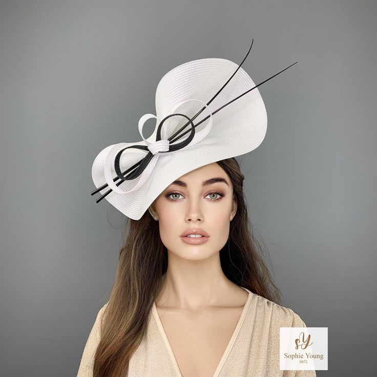 White fascinator, white races hat, derby fascinator hat, Royal Ascot hats, wedding hat, luncheon hat, kentucky derby hat, occasion hat, hats White fascinator with loops and bows. A very flatering hat perfect for Bridal, Royal Ascot, Melbourne Cup,  Kentucky Derby, weddings, high tea party, luncheon... or any special occasion. * Follow this link for more beautiful choices from 'Sophie Young Hats' https://www.etsy.com/shop/sophieyounghats White Wide Brim Boater Hat For Kentucky Derby, White Boater Hat For Kentucky Derby With Curved Brim, White Fitted Boater Hat With Short Brim, Elegant White Boater Hat For Kentucky Derby, White Boater Hat For Kentucky Derby Evening, Chic White Boater Hat For Royal Ascot, Elegant White Hat For Evening, Chic White Boater Hat For Wedding, Elegant White Evening Hat