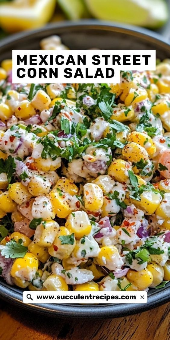 mexican street corn salad in a black bowl