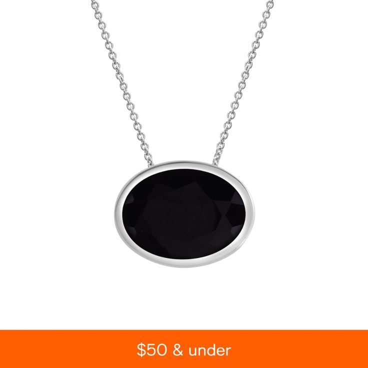 in stock Classic Oval Jewelry From Macy's, Formal Oval Necklace With Black Enamel, Formal Oval Black Enamel Necklace, Modern Black Oval Link Jewelry, Classic Onyx Necklaces For Formal Occasions, Macy's Oval Sterling Silver Jewelry, Black Sterling Silver Jewelry With Oval Link, Classic Oval Onyx Necklaces, Formal Onyx Oval Necklace