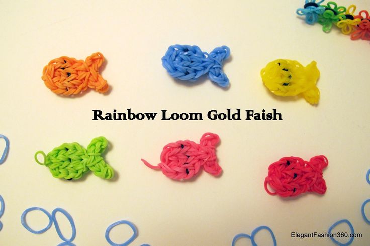 the rainbow loom gold fish is on display