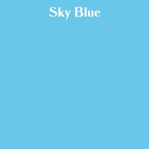 the sky blue background with white text that says sky blue on it and an airplane flying in the sky