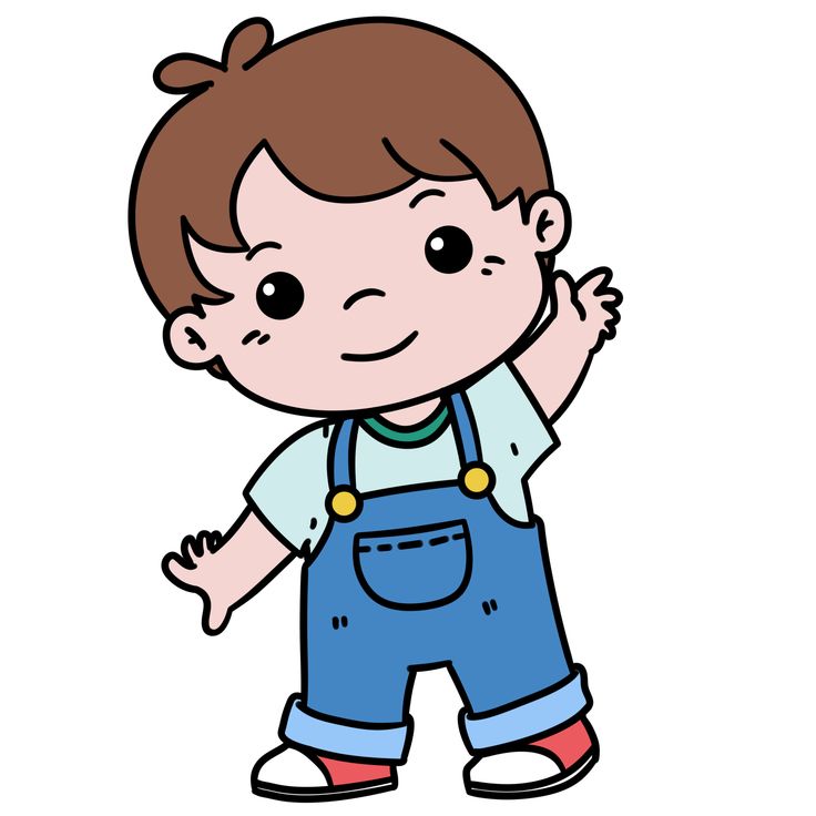 a little boy wearing overalls and holding his hand up to the side with one hand