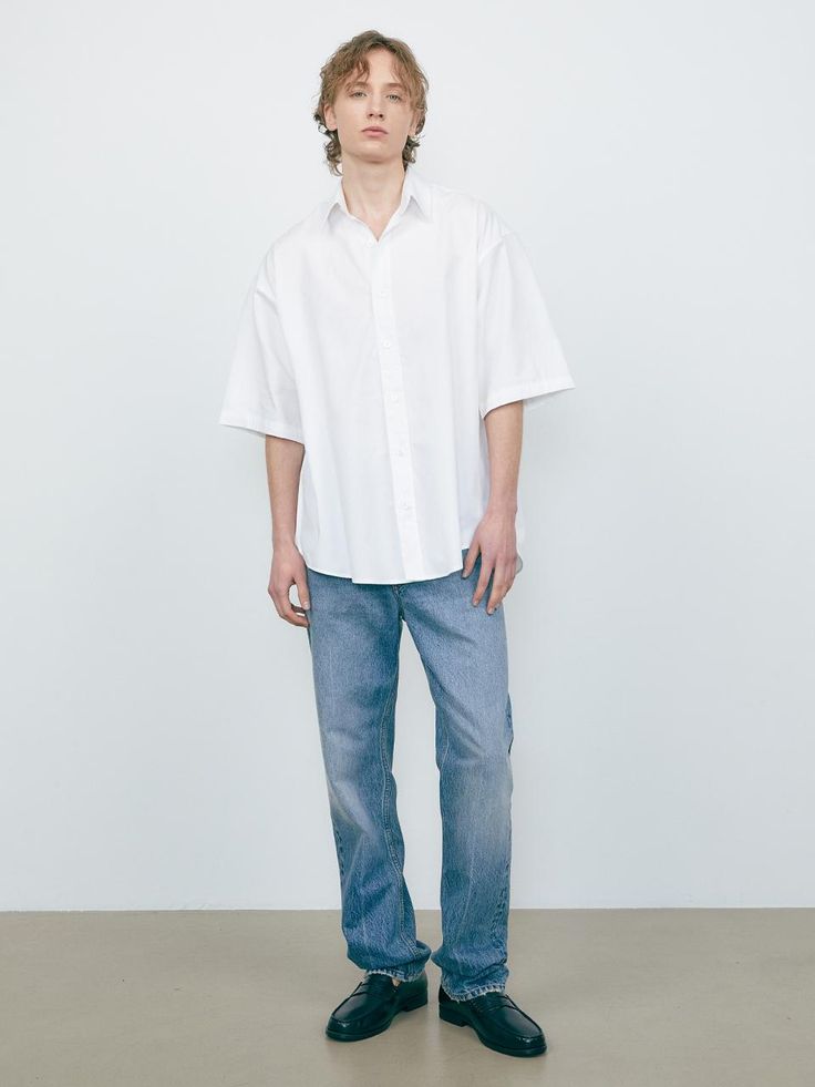 The shirt is made of soft and durable cotton and bio-washed to minimize fabric shrinking after wash. The oversized fit design makes natural silhouette and comfy fit for daily outfit.- Oversized fit- Minimalistic design- Back pleats- Button closure Oversized Casual T-shirt For Daywear, Classic Oversized T-shirt For Spring, Relaxed Fit Everyday Shirt, Oversized Cotton Shirt For Daywear, Effortless Cotton Shirt For Daywear, Relaxed Fit Cotton Shirt For Daywear, Oversized Cotton Shirt In Effortless Style, Relaxed Fit Cotton Short Sleeve Shirt, Relaxed Fit Cotton T-shirt For Day